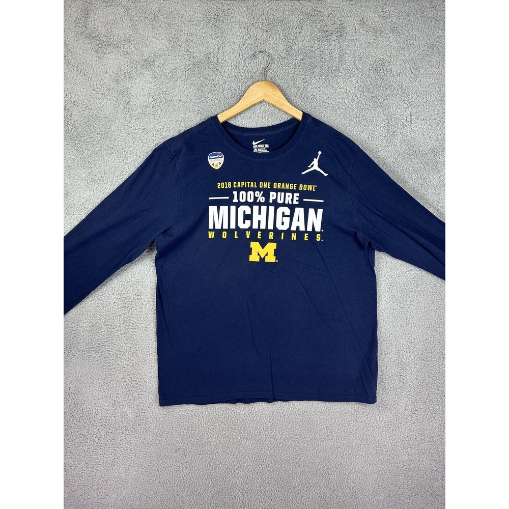 Nike Jordan Michigan Wolverines Shirt Mens XL NCAA Football 2016 Rugby Sports - Picture 2 of 7